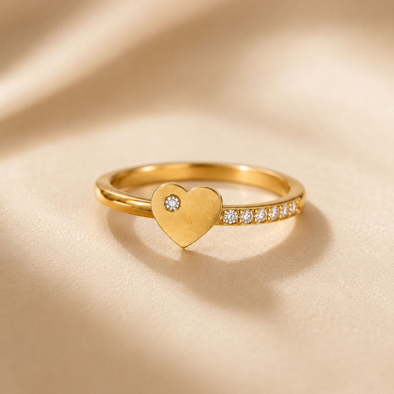 Golden heart ring