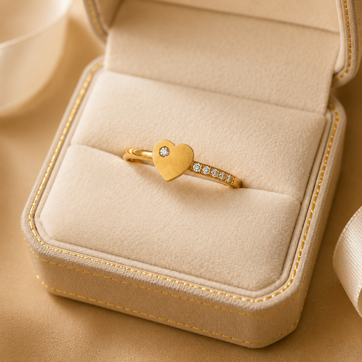 Golden heart ring