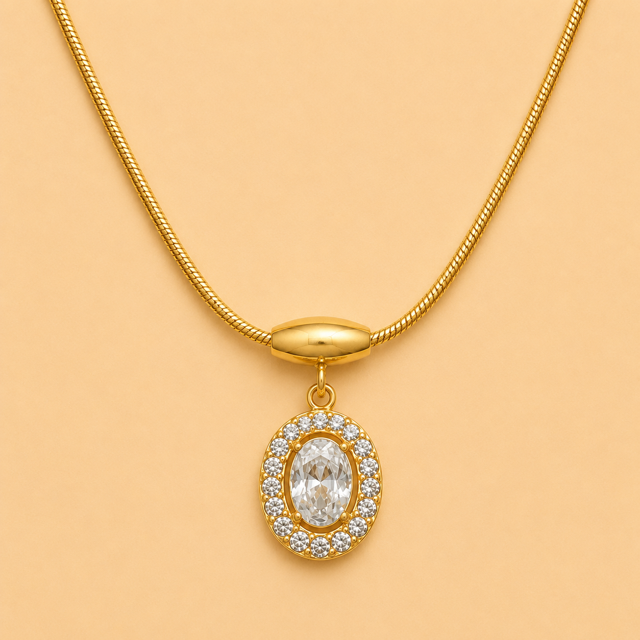 Oval Halo Necklace