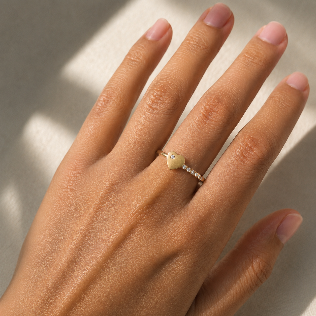 Golden heart ring