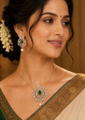 Zircon Diamond Gold Plated Pendant with Earrings