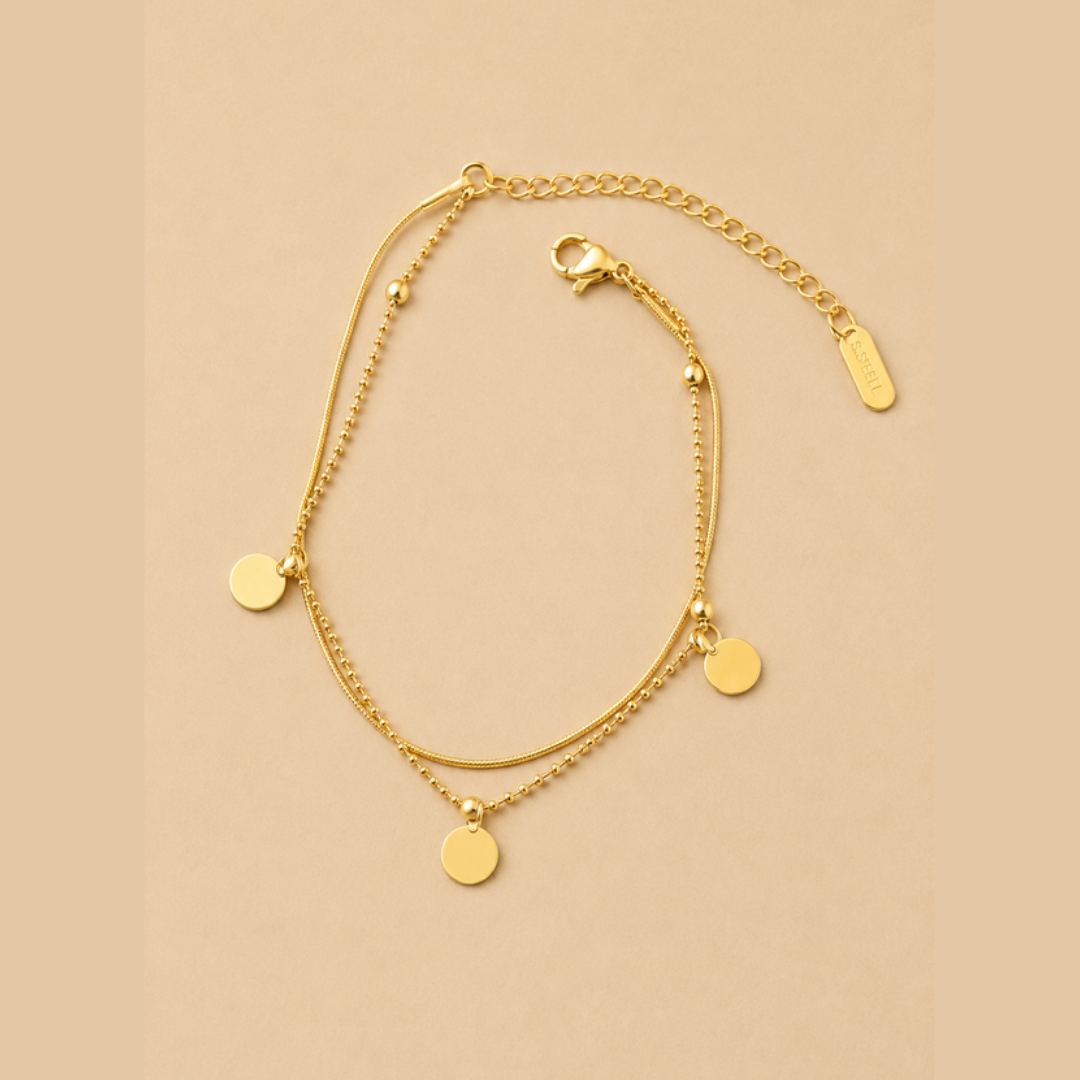 Golden Disc Layered Bracelet