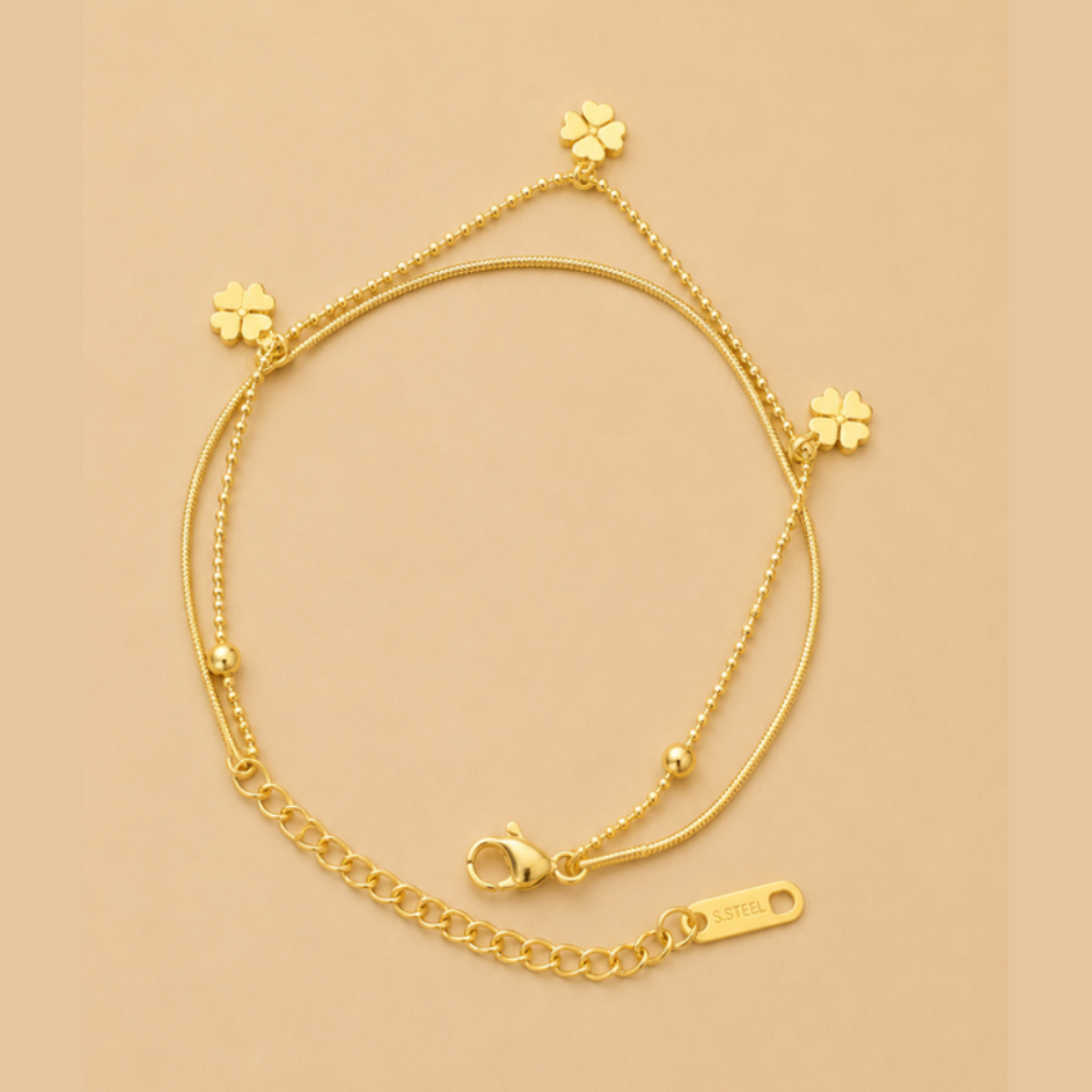 Golden Clover Charm Bracelet
